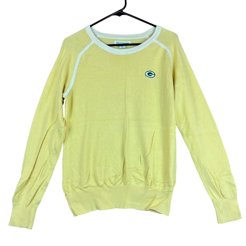 Cutter Buck Mens Sweater Yellow Green Bay Packers Crew Neck Athletic Large